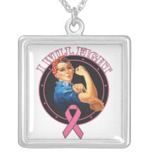 Rosie The Riveter I Will Fight Breast Cancer.ufo Necklace