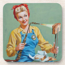 Rosie the Riveter Makes Toasted Cheese Beverage Coaster