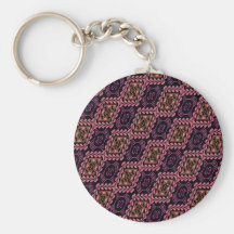 rosy ornate tiled pattern keychains