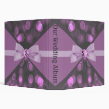 Rosy Pink Bokeh Lights, Ribbon & Bow Wedding Binder