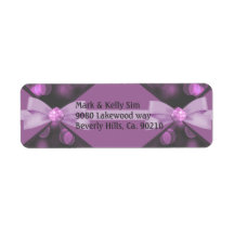 Rosy Pink Bokeh Lights, Ribbon & Bow Wedding Labels