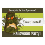Rotten Green Pumpkin Halloween Invitation Greeting Cards