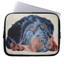 Rottweiler Puppy Portrait Laptop Computer Sleeve