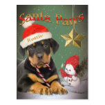 Rottweiler Puppy Santa Paws cards Post Card