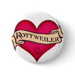 Rottweiler Tattoo Heart buttons