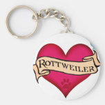 Rottweiler Tattoo Heart Keychains
