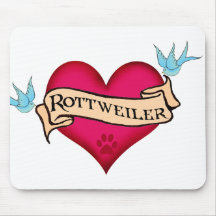 Rottweiler Tattoo Heart Mousepads