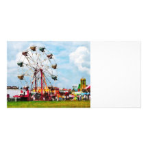 Roue de Ferris contre le ciel bleu Cartes De Vœux Avec Photo
