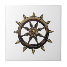 Roue ronde avec le païen design.png de points carreau en céramique