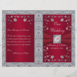 Rouge de monogramme, programme argenté de mariage  prospectus