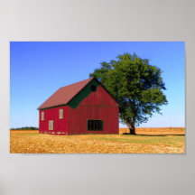 Rouge de rotation de grange verte poster