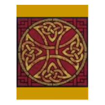 Rouge et noeud de Celtic d'or Cartes Postales