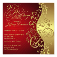 Rouge et quatre-vingt-dixième invitation de fête d
