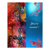 Rouge lumineux de gemme d'EXCALIBUR, bleu orange b Invitations