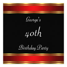 Rouge rouge noir de noir de fête d'anniversaire faire-parts