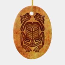 Rough Native Haida Art Frog Christmas Ornaments