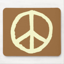 Rough Peace Symbol - Cream on Brown Mousepads