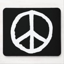 Rough Peace Symbol - White on Black Mousepad