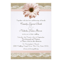 Rougissent mariage de dentelle et de toile de jute invitation personnalisée