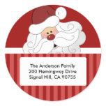 ROUND ADDRESS LABELS Cute Santa Claus Holiday stickers
