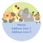 Round Address Labels - Jungle Safari Blue / Green
