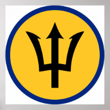 Round Barbados Flag Poster