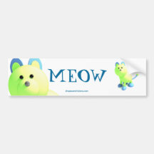 Round cat "Meow" bumper sticker
