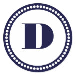 Round Dot Frame Monogram Template in Navy Blue Sticker
