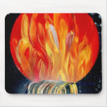 Round Flame Planet Waterfall Spray Painting Mouse Pads