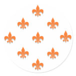 Round Fleur de Lis Stickers ORANGE