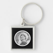 Round Frame Black & White Custom Photo Keyring Key Chains