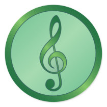 Round Green Treble Clef Stickers