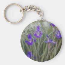 Round Keychain Purple Iris