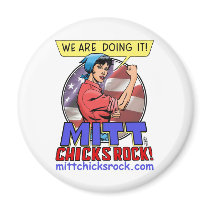 Round Magnet - Mitt Chicks Rock!