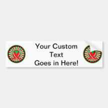 Round pepper seal green red bumper stickers