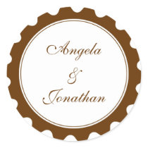 Round petal brown wedding favour name tag label