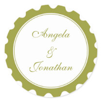 Round petal green wedding favour name tag label