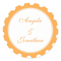 Round petal orange wedding favour name tag label