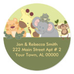 Round Return Address Labels - Jungle Safari Green