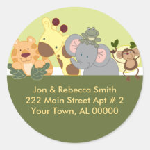 Round Return Address Labels - Jungle Safari Green Sticker