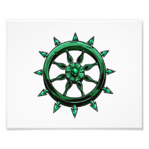 round ships wheel graphic blue green.png photo print