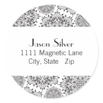 Round Silver Flame Address Labels