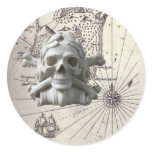 Round Treasure Island Map with Skull Stickers