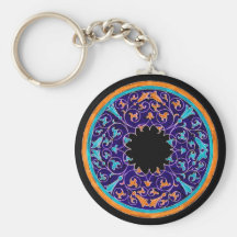 Round victorian era graphic key chain