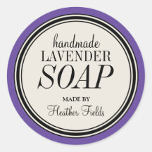 Round Vintage Label Frame Lavender Soap Template Stickers