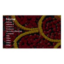 Rounded drops of red roses and yellow flowers business cards