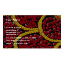 Rounded drops of red roses and yellow flowers  flo business cards