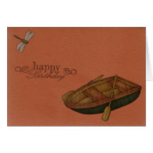 Row Boat and Dragonfly Birthday Card