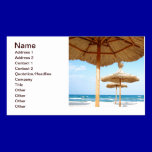 Row-of-beach-umbrellas BEACH GRASS UMBRELLAS OCEAN business cards