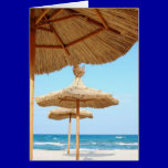 Row-of-beach-umbrellas BEACH GRASS UMBRELLAS OCEAN cards